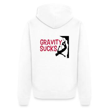 gravity sucks klettern gefaehrlich logo design lus - Unisex Premium Bio Zip Hoodie - Weiß - Hinten - Thijin (182cm)