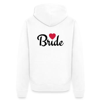 bride with heart 2c - Unisex Premium Bio Zip Hoodie - Weiß - Hinten - Thijin (182cm)