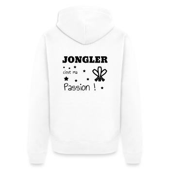 jongleur / jonglerie / jongleuse / cirque - Veste à capuche bio Premium Unisexe - blanc - Dos - Thijin (182cm)