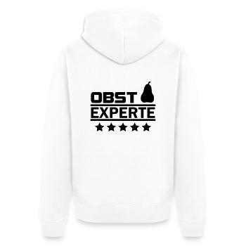 obst experte - Unisex Premium Bio Zip Hoodie - Weiß - Hinten - Thijin (182cm)