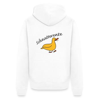 Schnatterente - Unisex Premium Bio Zip Hoodie - Weiß - Hinten - Thijin (182cm)