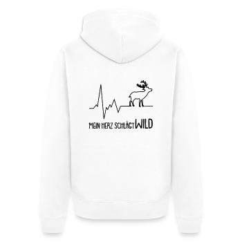 mein herz schlägt wild - Unisex Premium Bio Zip Hoodie - Weiß - Hinten - Thijin (182cm)