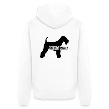 Airedale Terrier - Unisex Premium Bio Zip Hoodie - Weiß - Hinten - Thijin (182cm)