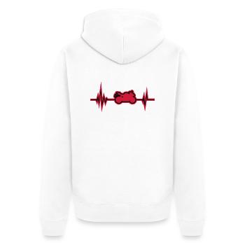 motorrad puls - Unisex Premium Bio Zip Hoodie - Weiß - Hinten - Thijin (182cm)