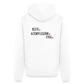 BESTE ALTENPFLEGERIN EVER - Unisex Premium Bio Zip Hoodie - Weiß - Hinten - Thijin (182cm)