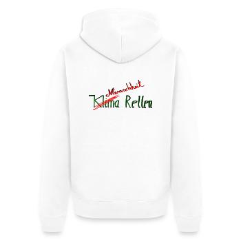 Klima Retten - Unisex Premium Bio Zip Hoodie - Weiß - Hinten - Thijin (182cm)