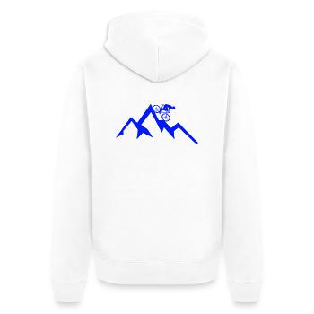 Bike Fahrrad Berge MTB - Unisex Premium Bio Zip Hoodie - Weiß - Hinten - Thijin (182cm)