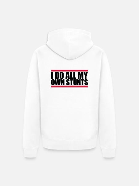 all my own stunts - Unisex Premium Organic Zip Hoodie - white