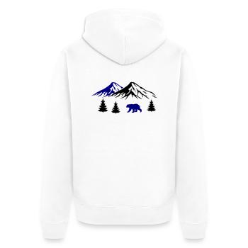 mountains, bear, nature - Unisex Premium Organic Zip Hoodie - white - Back - Thijin (182cm)