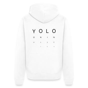 You Only Live Once – Eye Chart Design - Unisex Premium Organic Zip Hoodie - white - Back - Thijin (182cm)