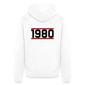 Alte Schule 1980 - Unisex Premium Bio Zip Hoodie - Weiß - Hinten - Thijin (182cm)