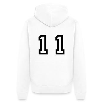 number - 11 - eleven - Unisex Premium Organic Zip Hoodie - white - Back - Thijin (182cm)