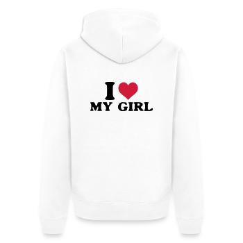 j'aime ma fille de - Veste à capuche bio Premium Unisexe - blanc - Dos - Thijin (182cm)