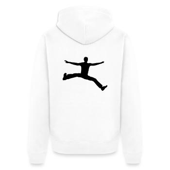 man jump - Unisex Premium Bio Zip Hoodie - Weiß - Hinten - Thijin (182cm)