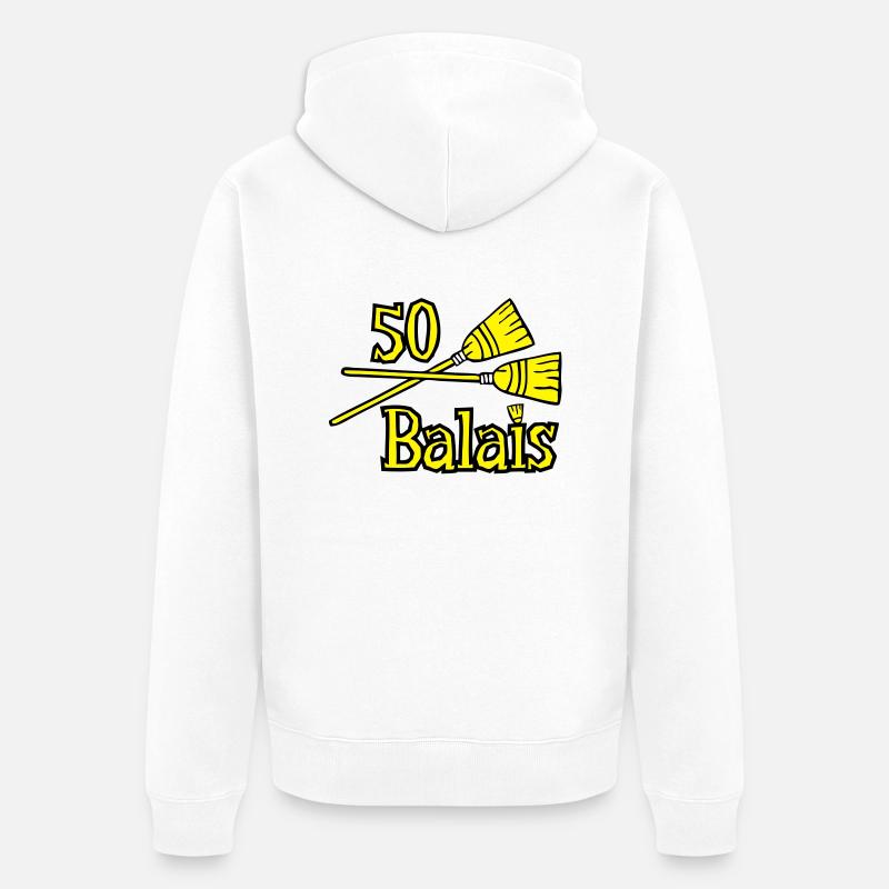 50 balais ans - Veste à capuche bio Premium Unisexe - blanc