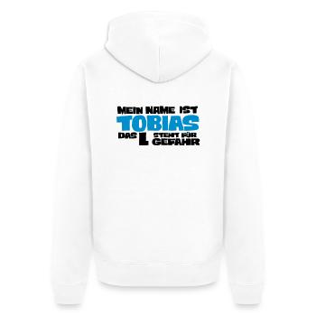 tobias - Unisex Premium Bio Zip Hoodie - Weiß - Hinten - Thijin (182cm)
