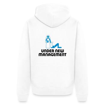 Under new management - Unisex Premium Organic Zip Hoodie - white - Back - Thijin (182cm)