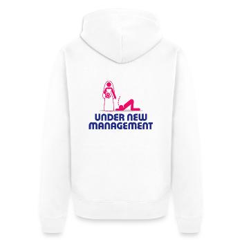 Under new management - Unisex Premium Organic Zip Hoodie - white - Back - Thijin (182cm)