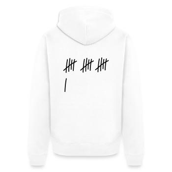 16 coups / / 16 fois / / Anniversaire / / cadeau - Veste à capuche bio Premium Unisexe - blanc - Dos - Thijin (182cm)