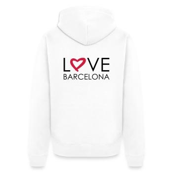 love barcelona - Unisex Premium Bio Zip Hoodie - Weiß - Hinten - Thijin (182cm)
