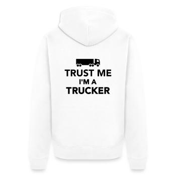 Trucker - Unisex Premium Bio Zip Hoodie - Weiß - Hinten - Thijin (182cm)
