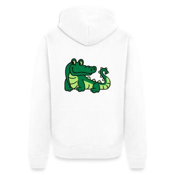 Krokodil - Unisex Premium Bio Zip Hoodie - Weiß - Hinten - Thijin (182cm)