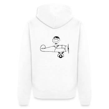 Flugzeug kleiner Junge witzig fliegen - Unisex Premium Bio Zip Hoodie - Weiß - Hinten - Thijin (182cm)