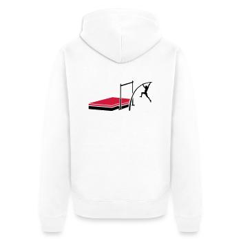 Stabhochsprung - Unisex Premium Bio Zip Hoodie - Weiß - Hinten - Thijin (182cm)