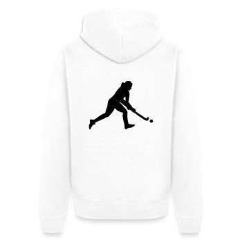 Field hockey - Unisex Premium Organic Zip Hoodie - white - Back - Thijin (182cm)