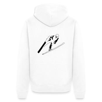 Skispringen - Skispringer - Ski Jumping - Unisex Premium Bio Zip Hoodie - Weiß - Hinten - Thijin (182cm)