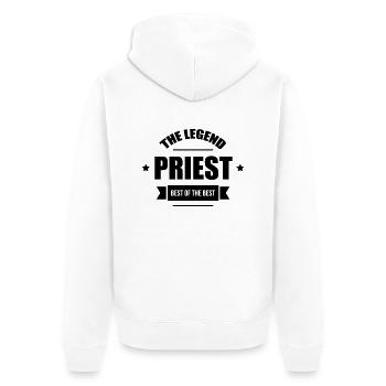 Priest Priester Prêtre Religion Cross Croix God - Unisex Premium Organic Zip Hoodie - white - Back - Thijin (182cm)