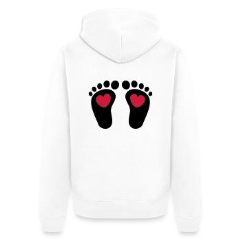 ❤ټCute Baby Footprints-Vector Footprintsټ❤ - Unisex Premium Organic Zip Hoodie - white - Back - Thijin (182cm)