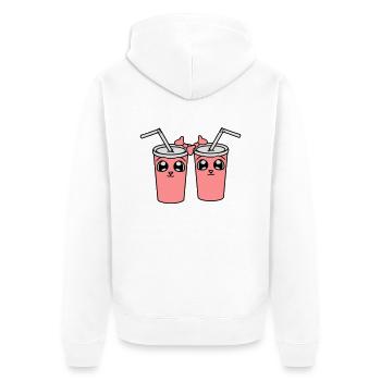 2 freundinnen team paar gesicht comic cartoon süß - Unisex Premium Bio Zip Hoodie - Weiß - Hinten - Thijin (182cm)