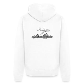 mountains alps line airplane plane fly pilot holid - Unisex Premium Organic Zip Hoodie - white - Back - Thijin (182cm)