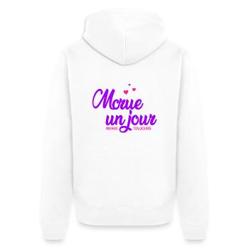 morue un jour morue toujours - Unisex Premium Bio Zip Hoodie - Weiß - Hinten - Thijin (182cm)