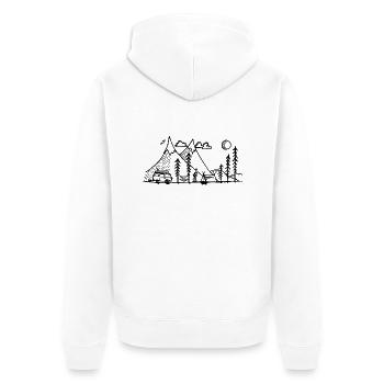 Camper Simple Mountain and Campfire - Unisex Premium Organic Zip Hoodie - white - Back - Thijin (182cm)