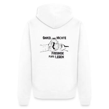 Onkel und Nichte - Unisex Premium Bio Zip Hoodie - Weiß - Hinten - Thijin (182cm)