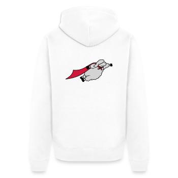 Lustiges Superheld Schaf - Unisex Premium Bio Zip Hoodie - Weiß - Hinten - Thijin (182cm)