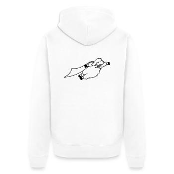 Superheld Schaf lustig - Unisex Premium Bio Zip Hoodie - Weiß - Hinten - Thijin (182cm)