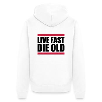 Live Fast Die - Unisex Premium Organic Zip Hoodie - white - Back - Thijin (182cm)