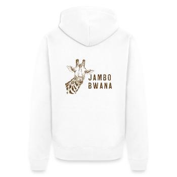 Jambo Bwana Giraffe aus Kenia/ Afrika - Unisex Premium Bio Zip Hoodie - Weiß - Hinten - Thijin (182cm)