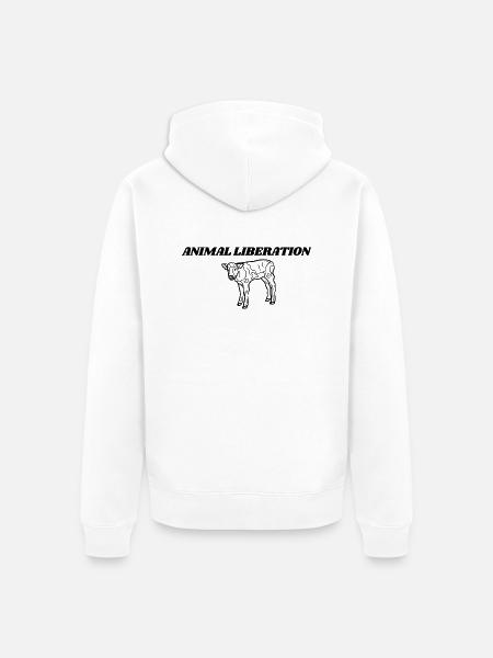 Animal Liberation Kalb - Unisex Premium Bio Zip Hoodie - Weiß