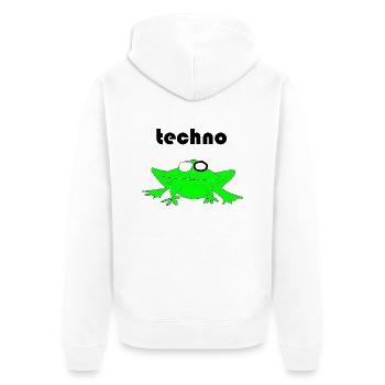 techno frosch - Unisex Premium Bio Zip Hoodie - Weiß - Hinten - Thijin (182cm)