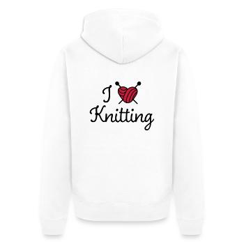 Stricken - Unisex Premium Bio Zip Hoodie - Weiß - Hinten - Thijin (182cm)