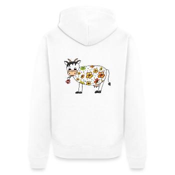 Cow - Unisex Premium Organic Zip Hoodie - white - Back - Thijin (182cm)