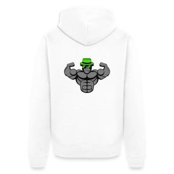 strong gorilla - Unisex Premium Bio Zip Hoodie - Weiß - Hinten - Thijin (182cm)