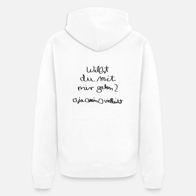 Veux-tu venir avec moi? - Veste à capuche bio Premium Unisexe - blanc
