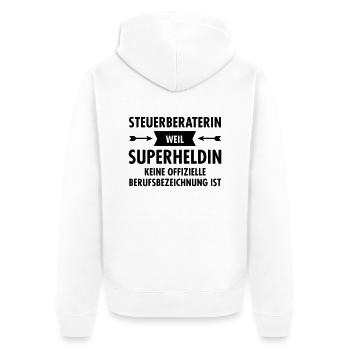 Steuerberaterin - Superheldin - Unisex Premium Bio Zip Hoodie - Weiß - Hinten - Thijin (182cm)