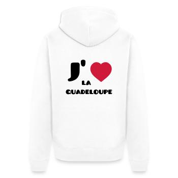 J'aime la Guadeloupe (V) - Unisex Premium Bio Zip Hoodie - Weiß - Hinten - Thijin (182cm)