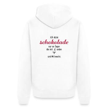 Schokolade - Unisex Premium Bio Zip Hoodie - Weiß - Hinten - Thijin (182cm)